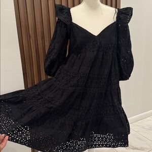 Gibson Latimer Black Eyelet High-Low Dress